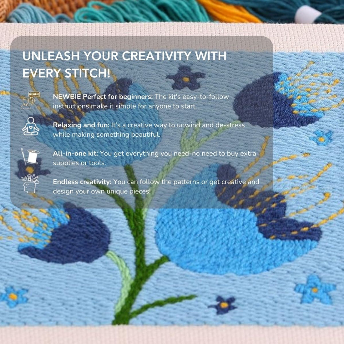 Woolyzen™ Blue Serenity | Relax, create, and turn threads into stunning art | All-In-One Package